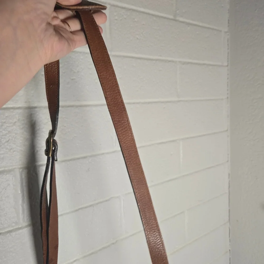 Vtg Overland Messenger Bag Brown Pebbled Leather Medium Crossbody Satchel Bag